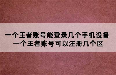 一个王者账号能登录几个手机设备 一个王者账号可以注册几个区